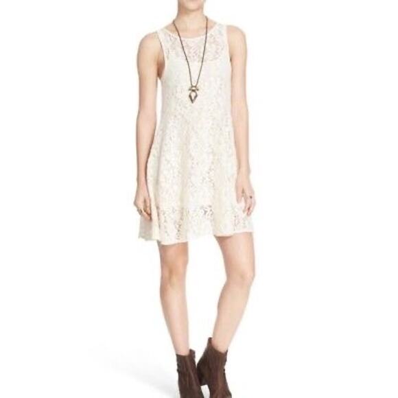 Free People Ivory Lace Sleeveless Dress Small - Picture 1 of 8